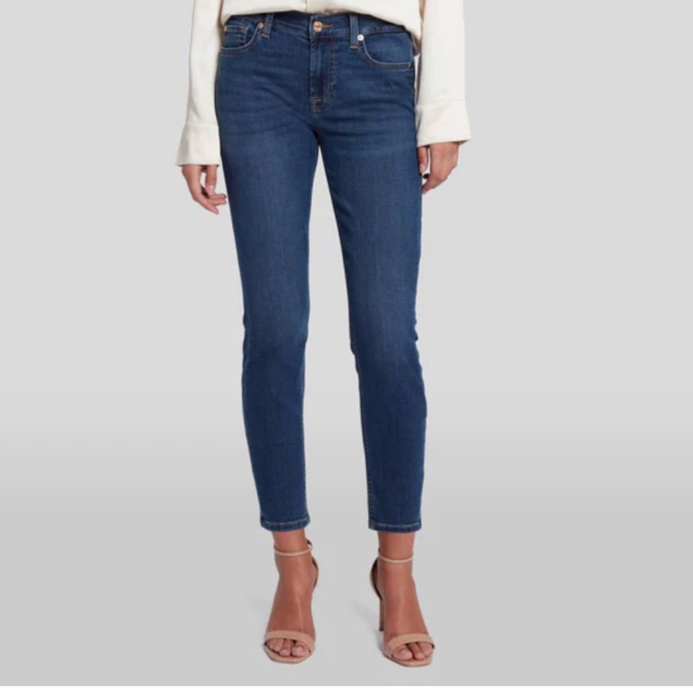 7 For All Mankind Blue Skinny Jeans